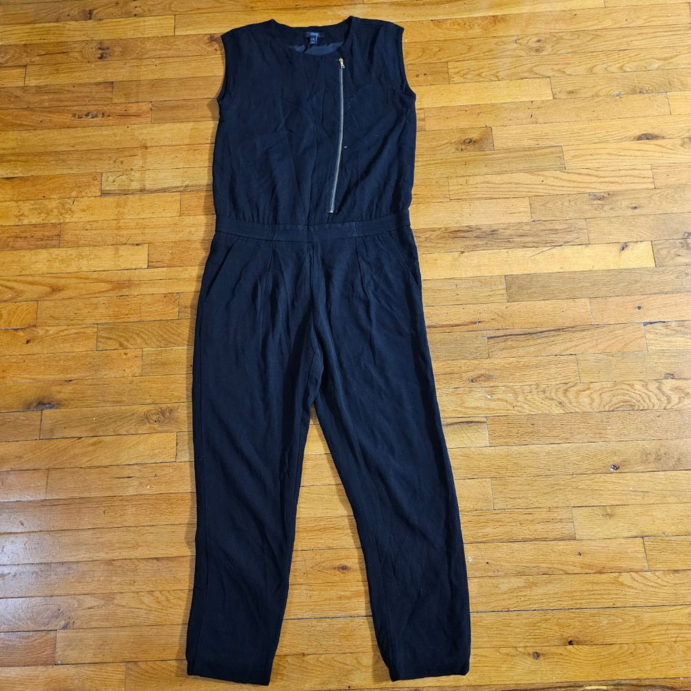J Crew Black Sleeveless Jumpsuit Gold Zipper Size 0